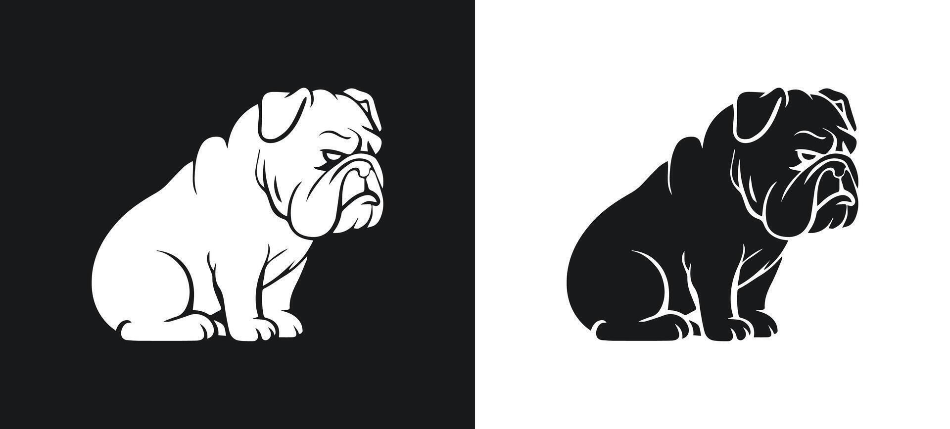 White Bulldog Silhouette Depicting a Sad Face vector