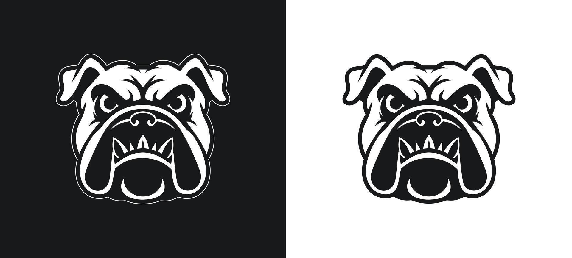 Illustration of Bulldog with Angry Expression Silhouette vector