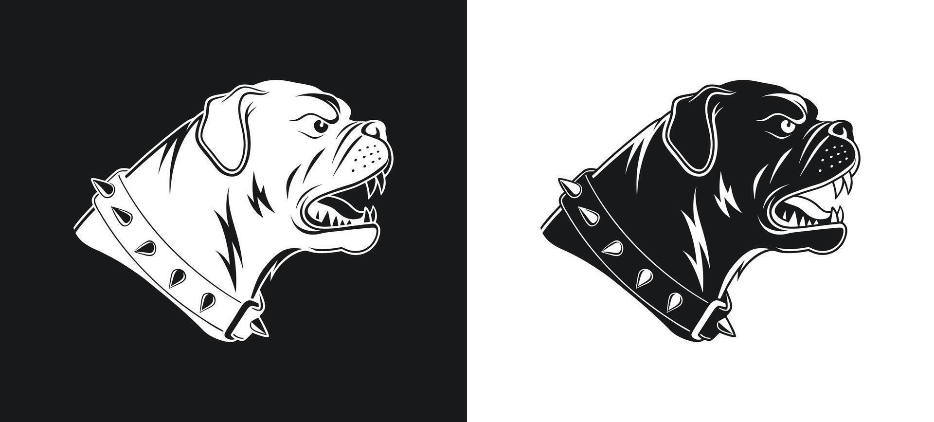 Illustration of Bulldog Fierce Expression Silhouette vector