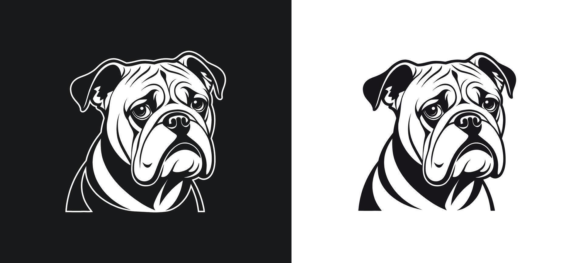 Illustration of a Bulldog with a Sad Expression in White vector