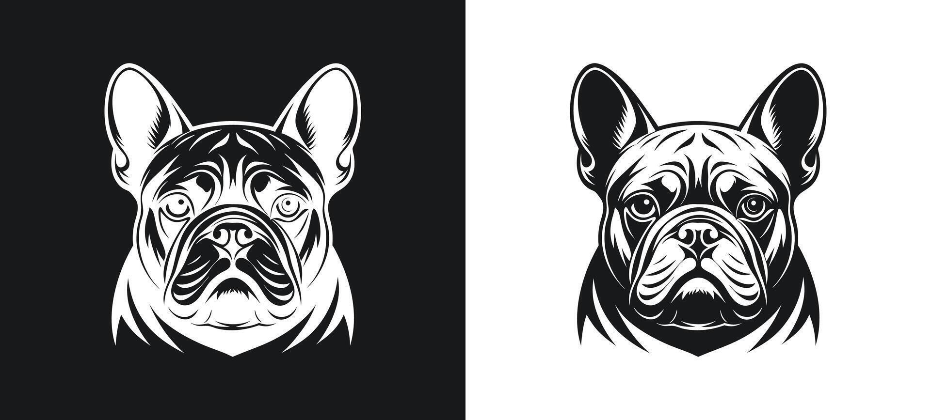 Simple Bulldog Silhouette in White vector