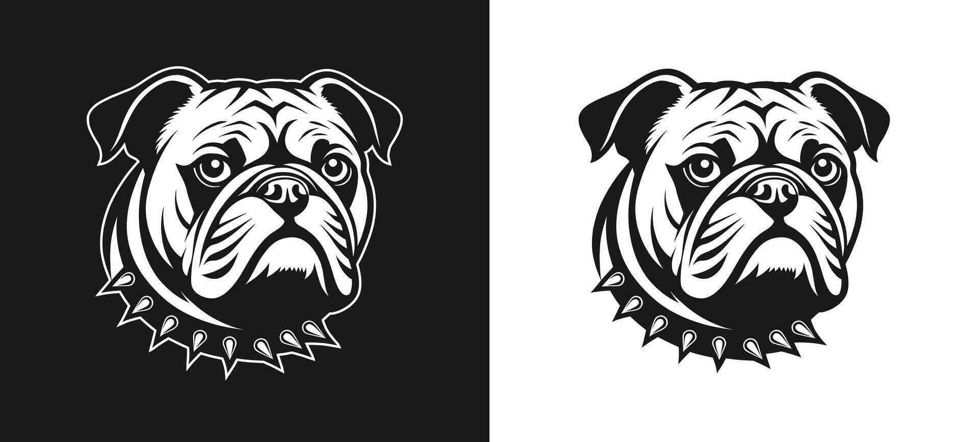 Bulldog with Fearful Expression in Silhouette Form vector