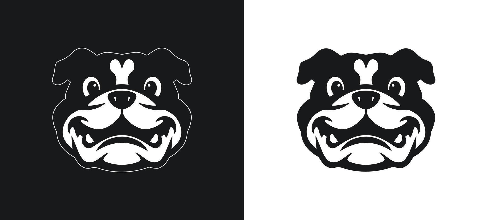 Cheerful Bulldog White Silhouette Artwork vector