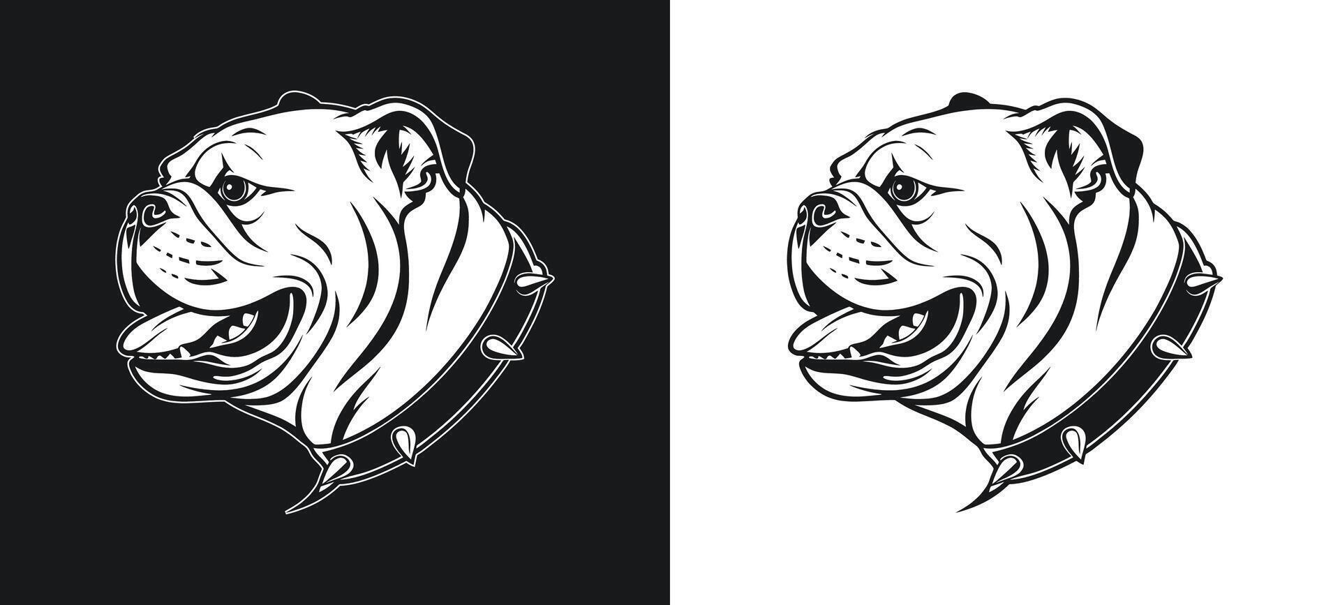 Bulldog Smile Face Expression in Silhouette Art vector