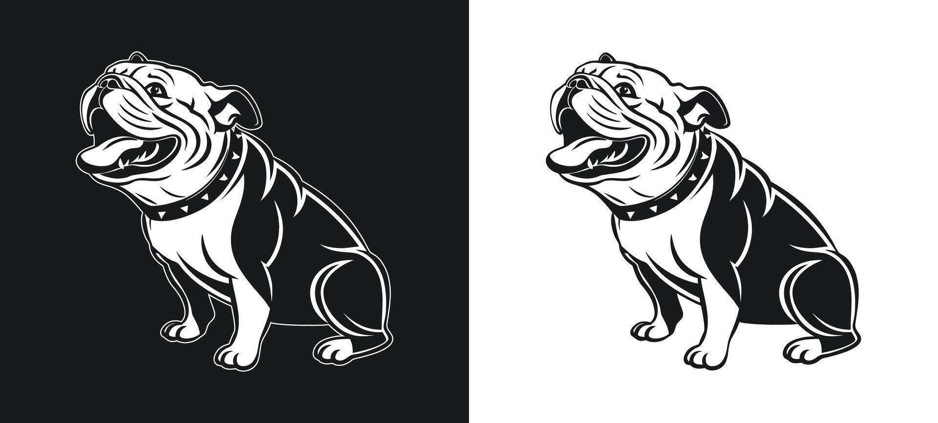 Bulldog Silhouette with Smiling Face Expression vector