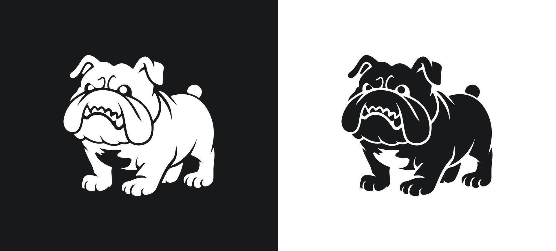 Bulldog Growling Face Silhouette Sketch vector