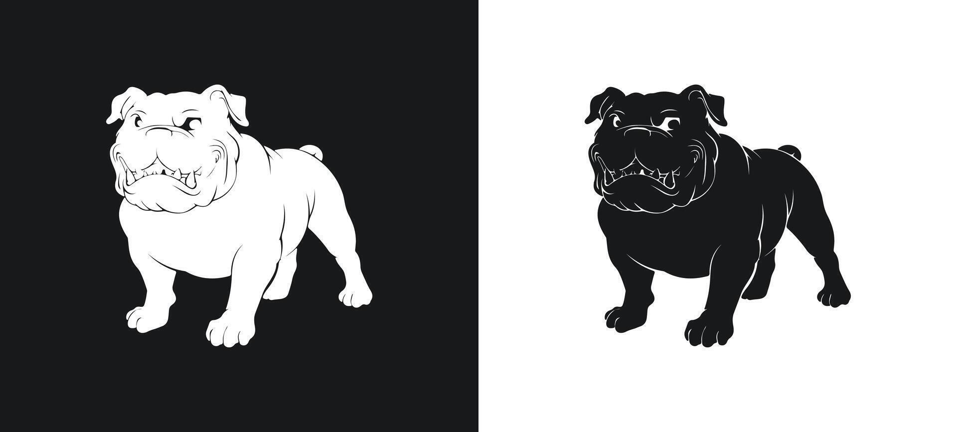 White Bulldog Drawing in Silhouette vector