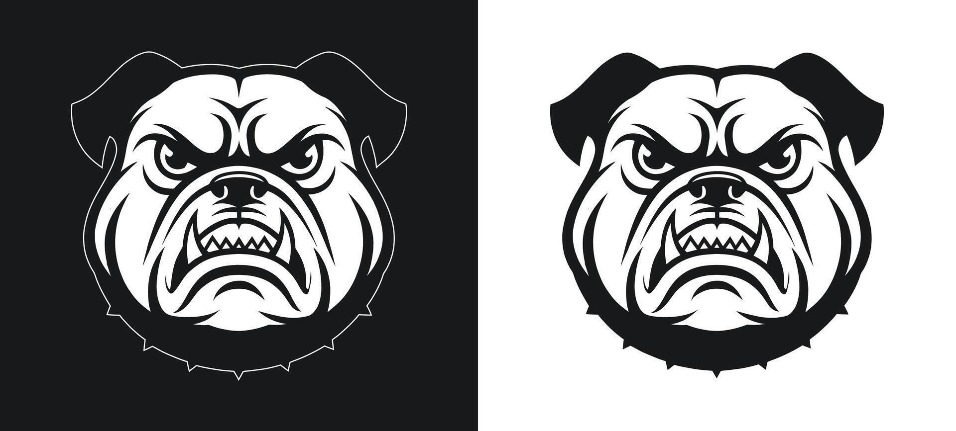 Bulldog Grimacing Silhouette Illustration vector