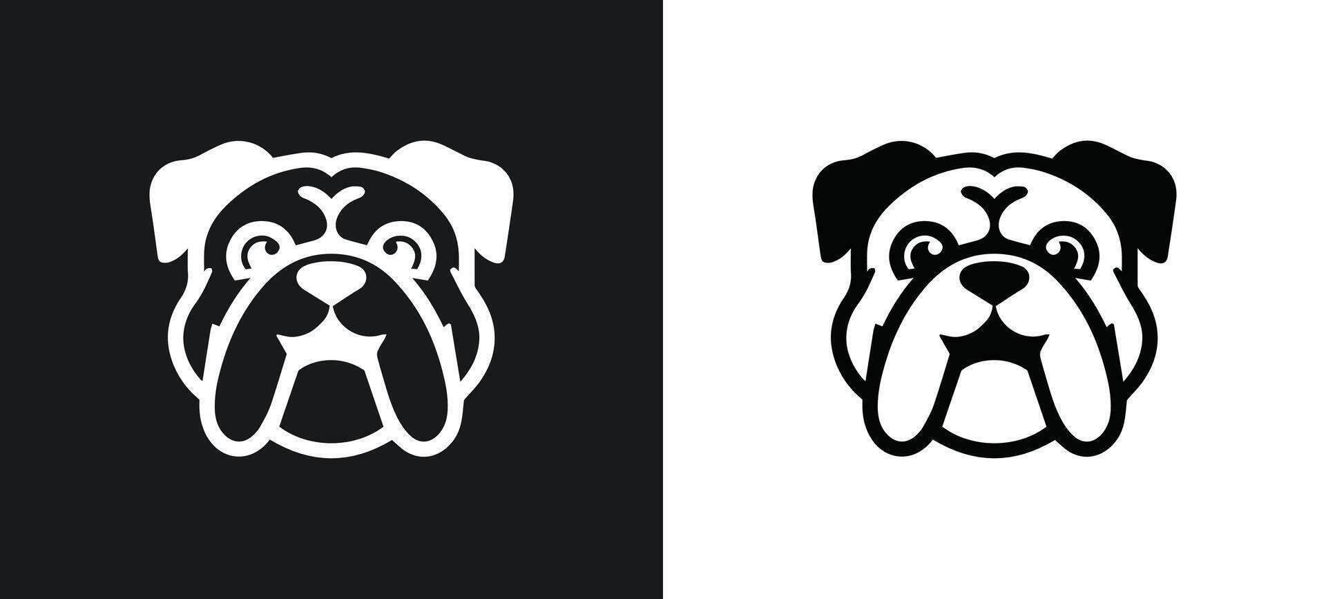 White Bulldog Silhouette with a Cheerful Expression vector