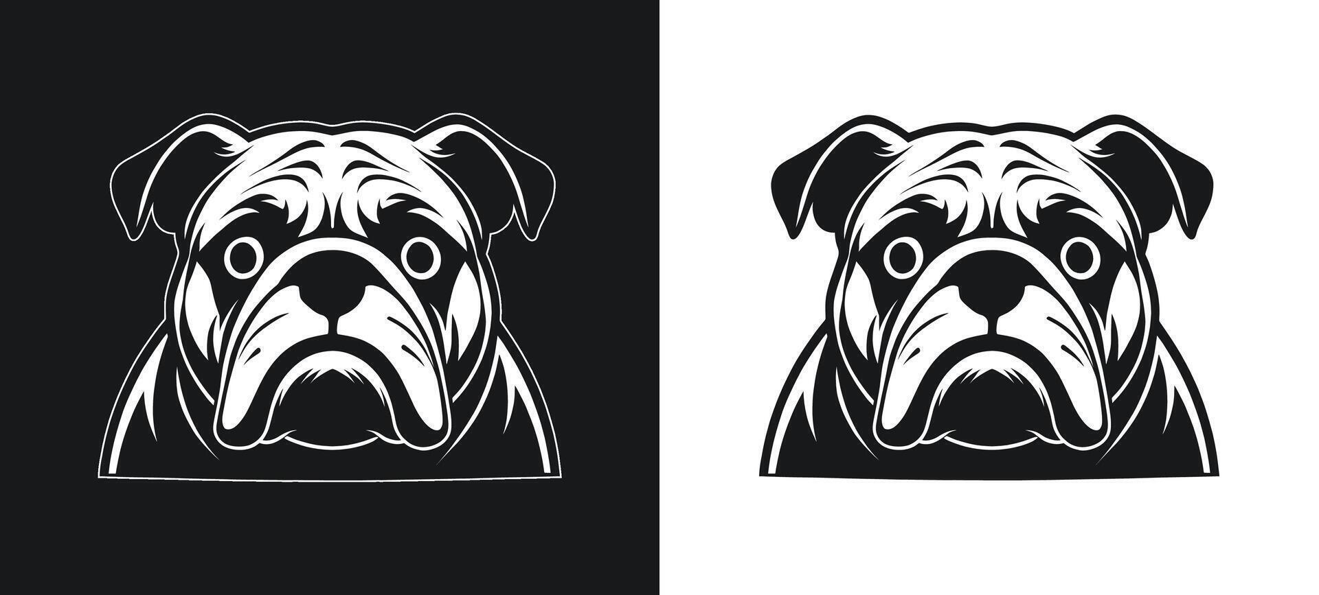 Fearful Bulldog Face Expression Silhouette Illustration vector