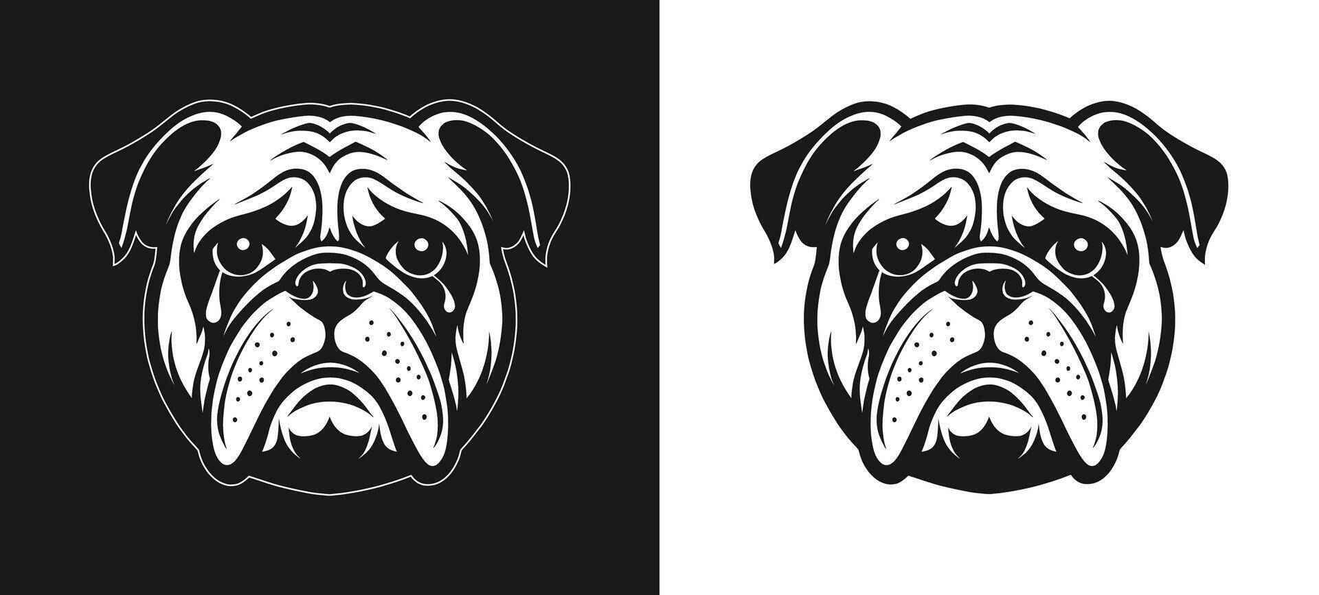 Silhouette Illustration of a Bulldog Crying Expression vector