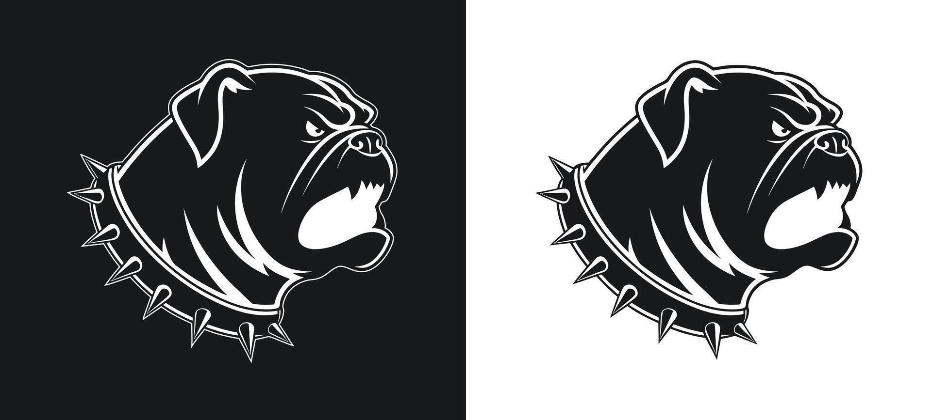 Snarling Bulldog Face Design Silhouette vector