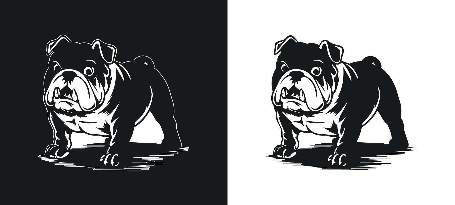 Bulldog Grinning with Anger Silhouette Art vector