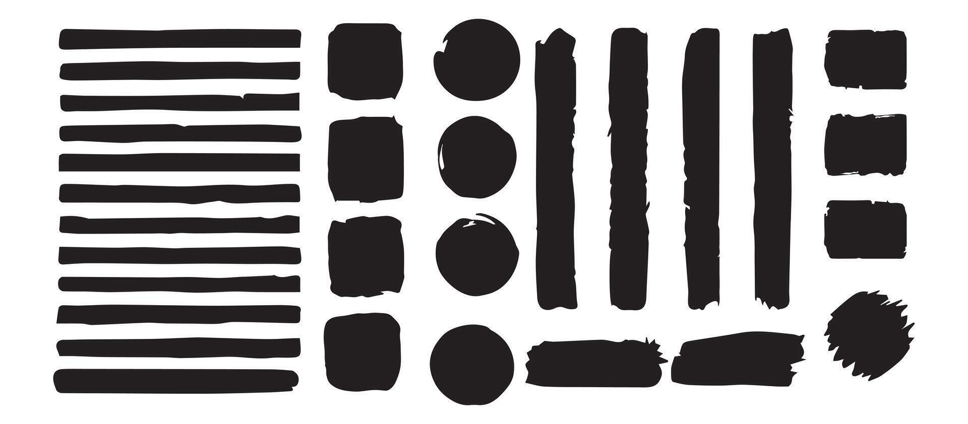 Black spots with jagged edges. Brushstroke set vector