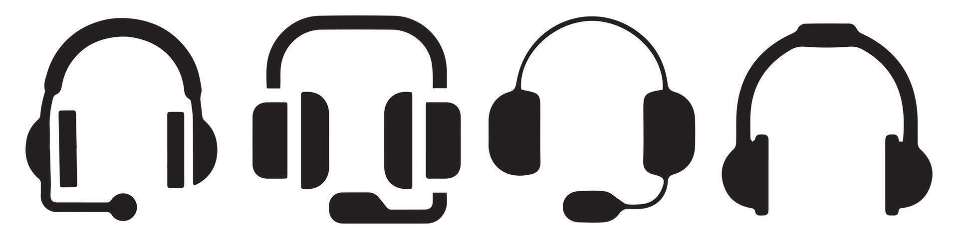 Headphones icon silhouette set. Illustration EPS 10 vector