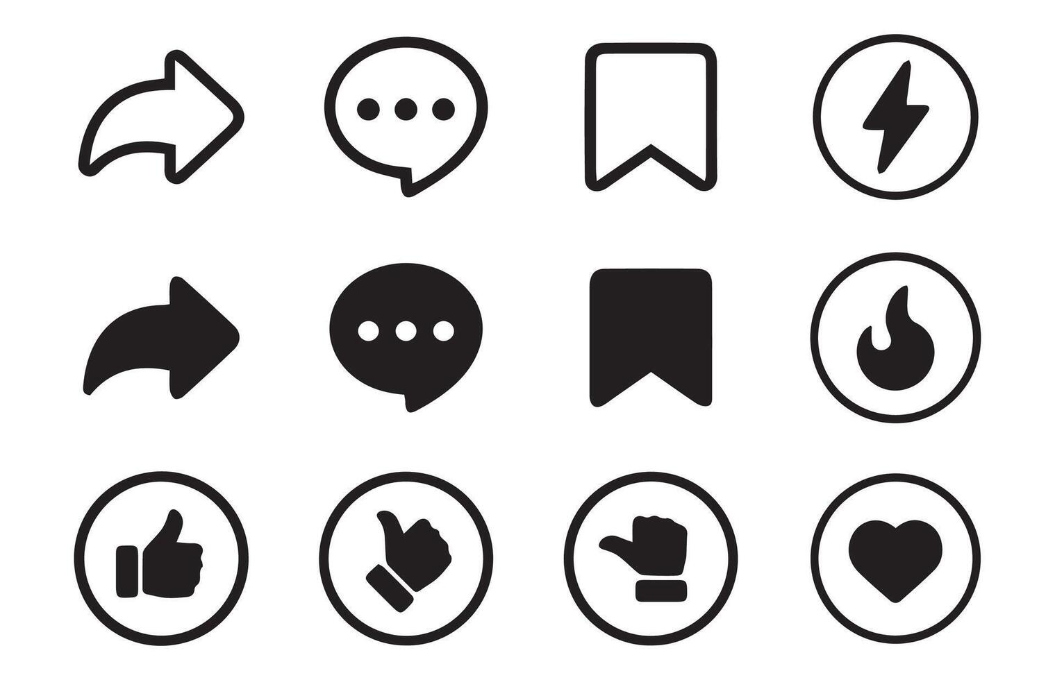 Like and dislike flat icon set. Illustration EPS 10 vector