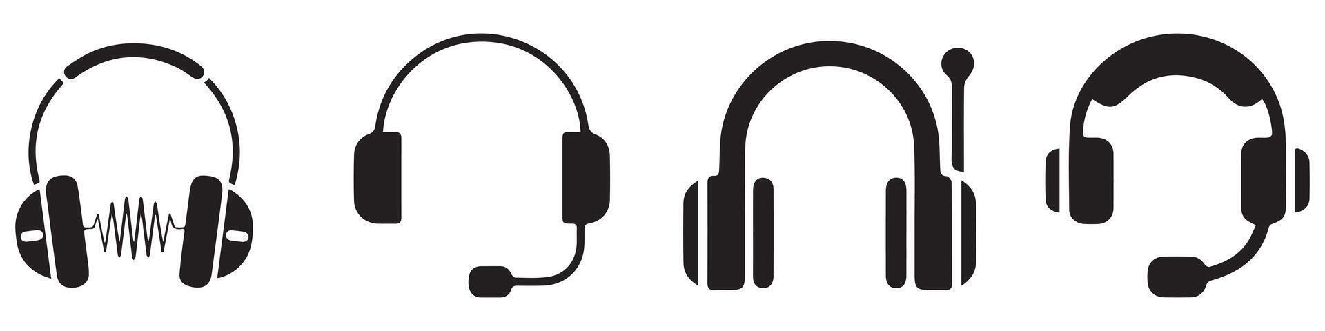 Set of music headphones icons. Illustration EPS 10 vector
