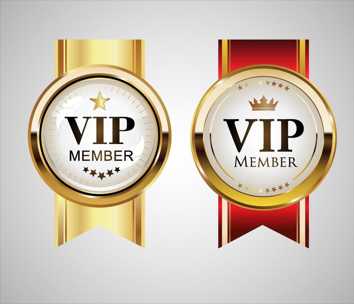 VIP premium membership golden badge on white background luxury golden badges and labels vector