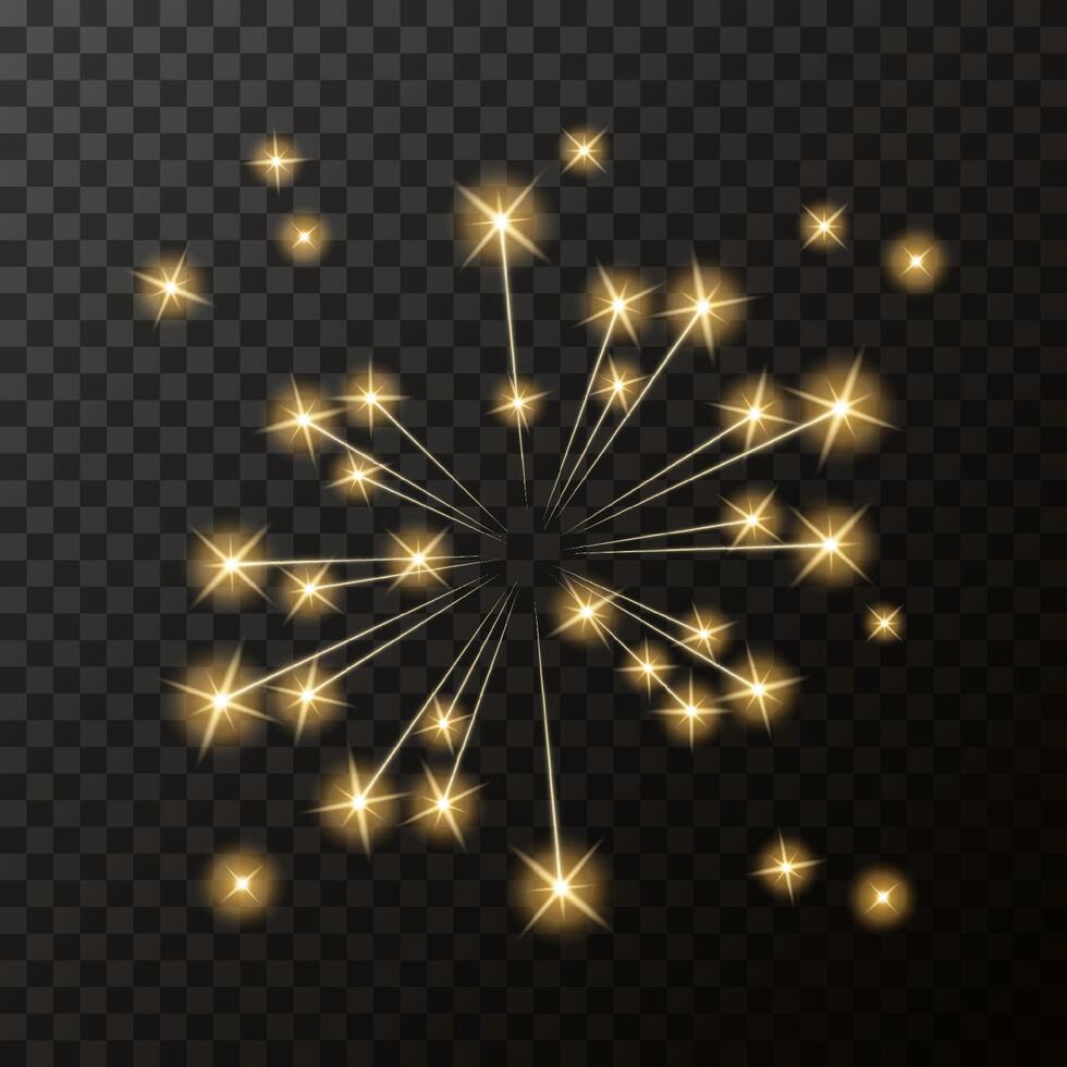 glow element. Realistic christmas sparkler. Burning sparkling candle, fireworks and festive fire. Isolated magic light for holiday and birthday background. vector