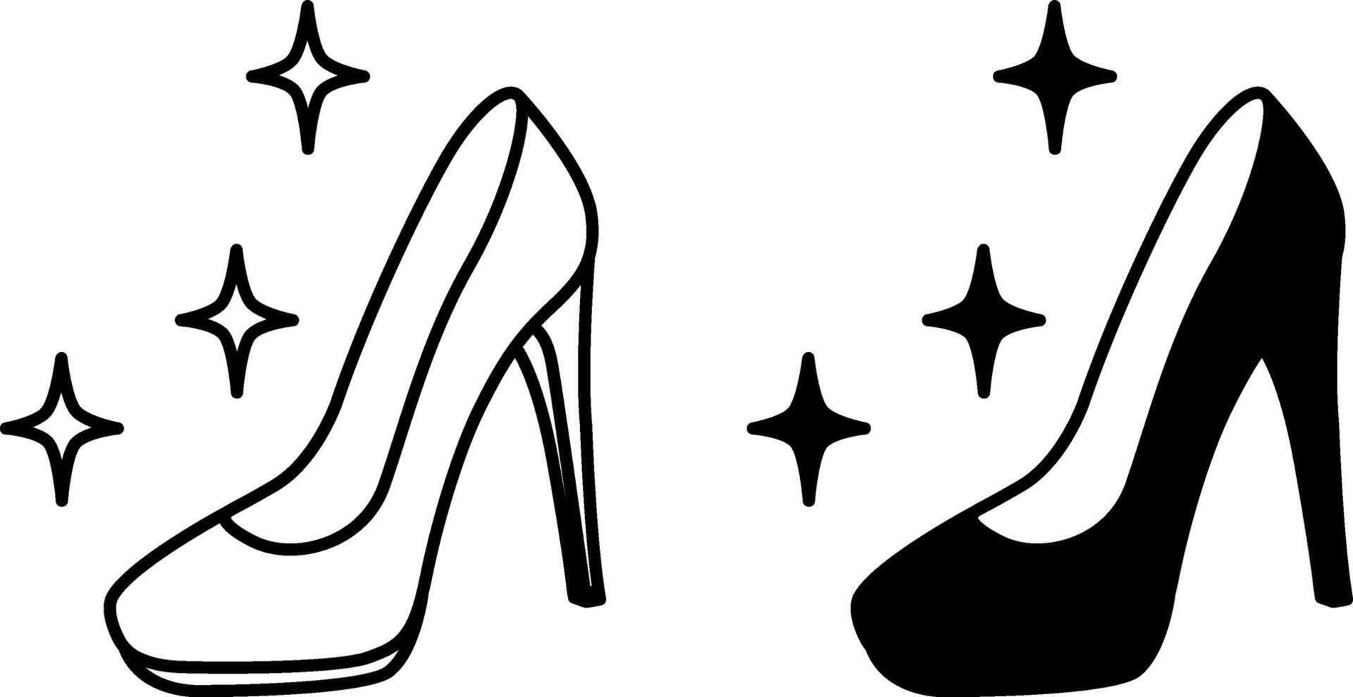 High Heel Icons. Black and White Illustrations. Women's High Heel Shoe. Accessory, Footwear. Fashion Concept vector