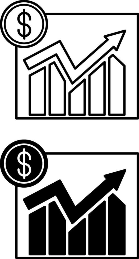 Stocks Icons. Black and White Illustration. Stocks and Securities Price Change Chart. Stock Market Concept vector