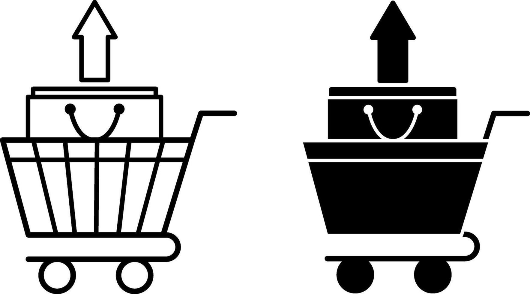 Sell Icons. Black and White Illustrations. Shopping Bag. Selling Goods, Stocks, or Securities. Stock Market Concept vector