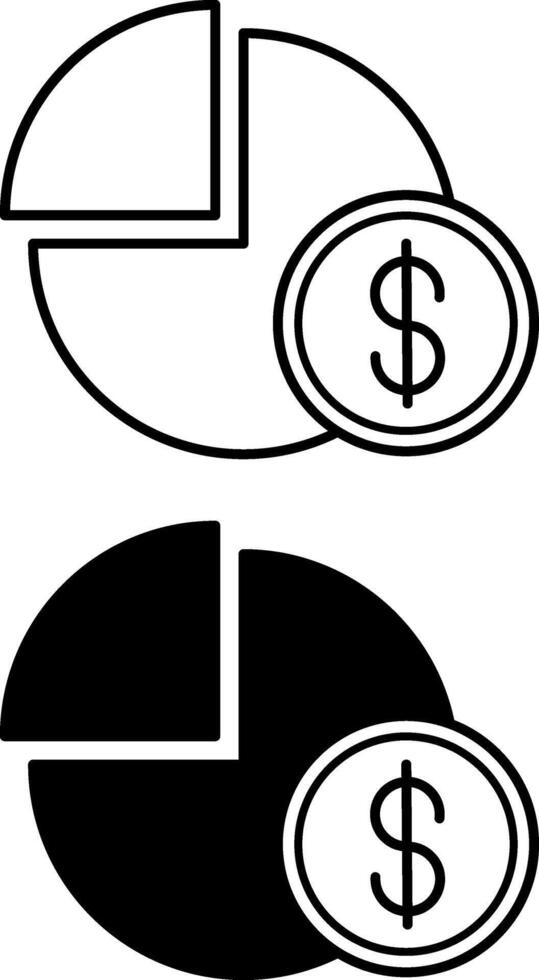 Shares Icons. Black and White Illustration. Company Share, Part of Business. Profit from Investment. Stock Market Concept vector
