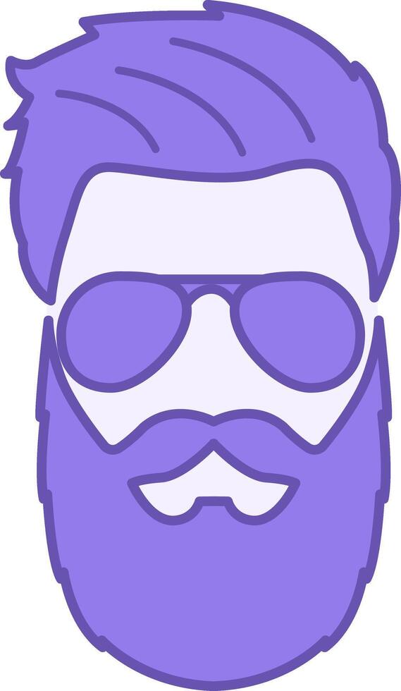 Colored Icon Style. Illustration. Stylish Man with Fashionable Hairstyle, Beard, and Sunglasses. Fashion Concept vector