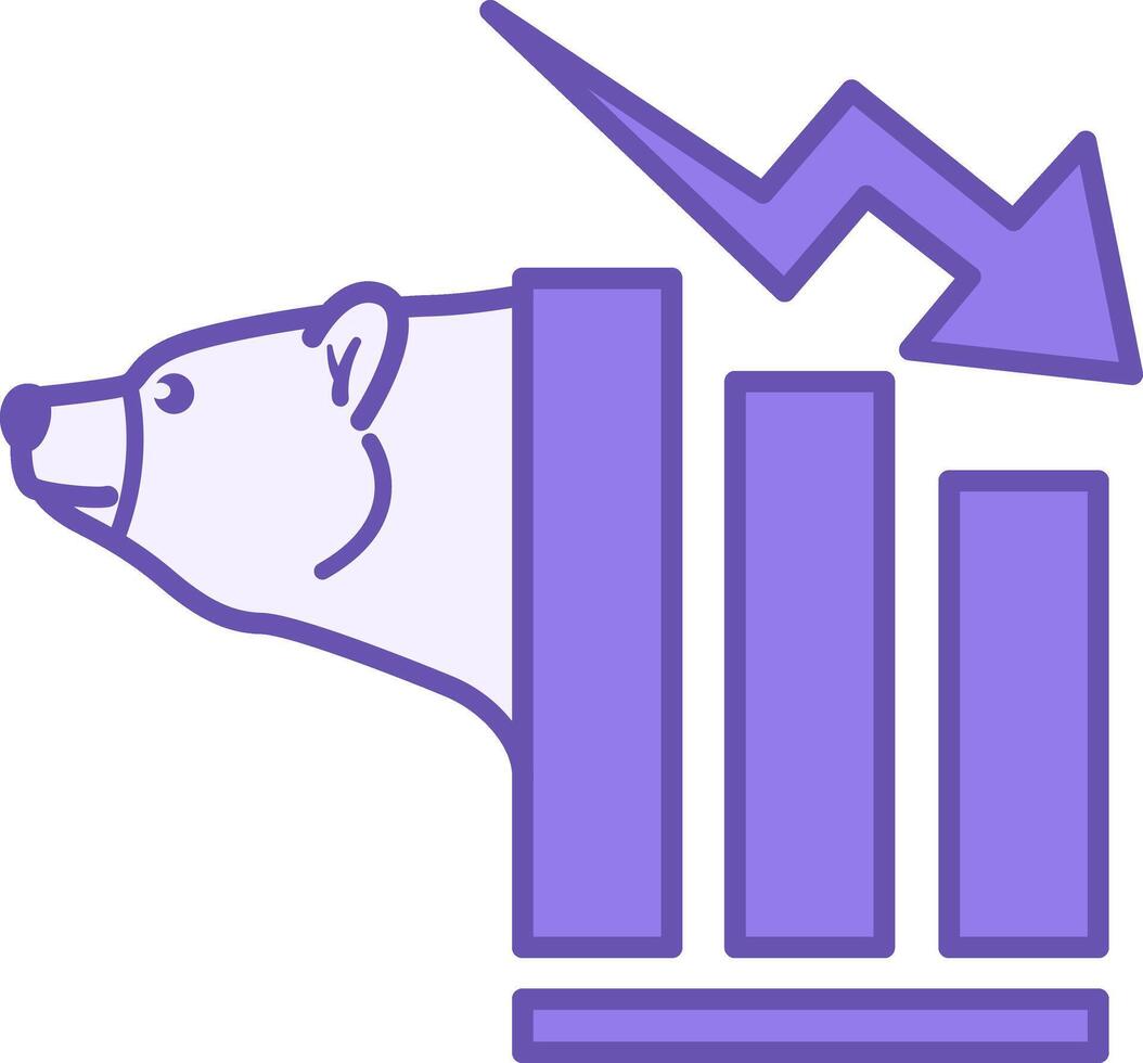 Bear Market Icon Color. Illustration. Stock Price Fall. Arrow On Chart Pointing Down. Bear Head. Stock Market Concept vector