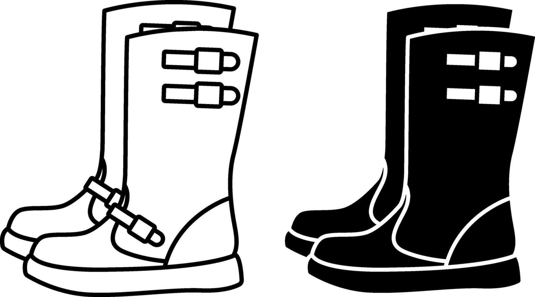Boots Icons. Black and White Illustration. Accessory, Footwear, Clothing Element. Fashion Concept vector