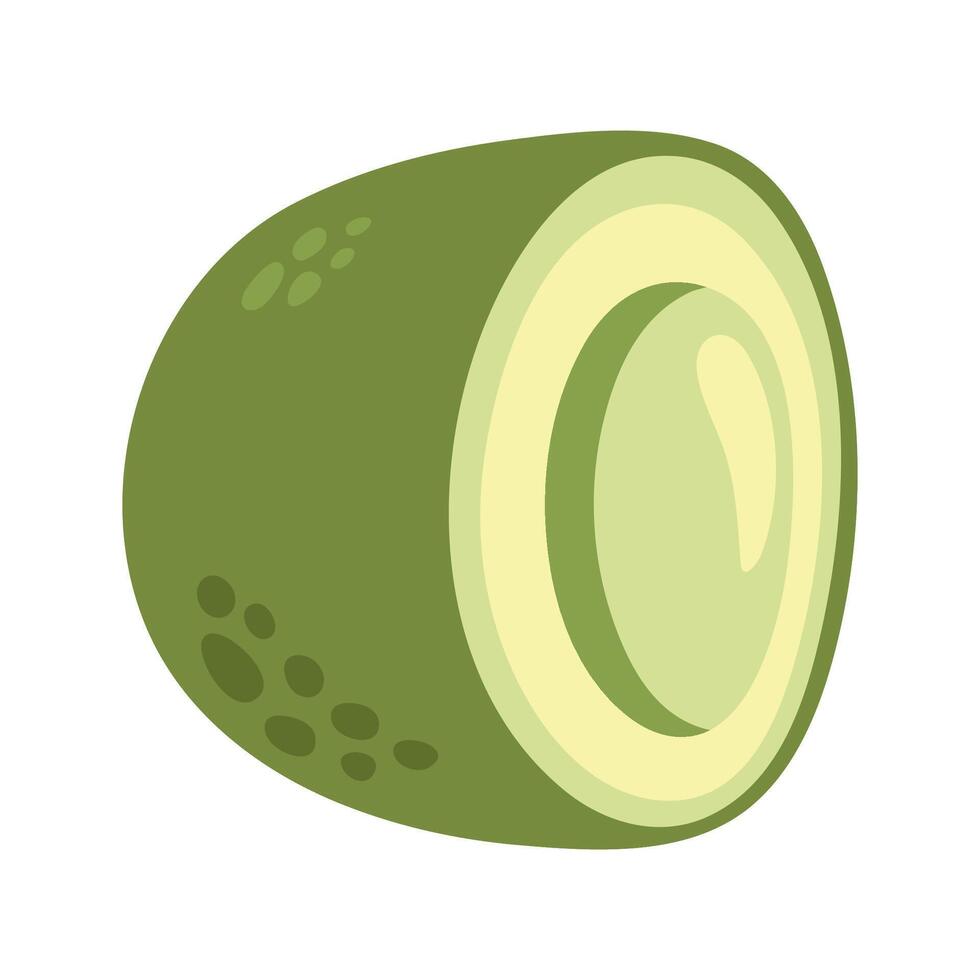 Summer circte half of avocado without seed cartoon illustration. vector