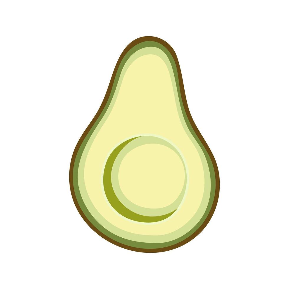 Illustration of a green avocado half without the seed vector