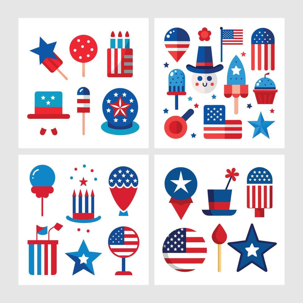 Four different patriotic icons on a white background vector