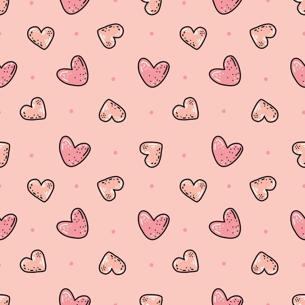Pink hearts, background, pattern of cute hearts in light pink color. vector