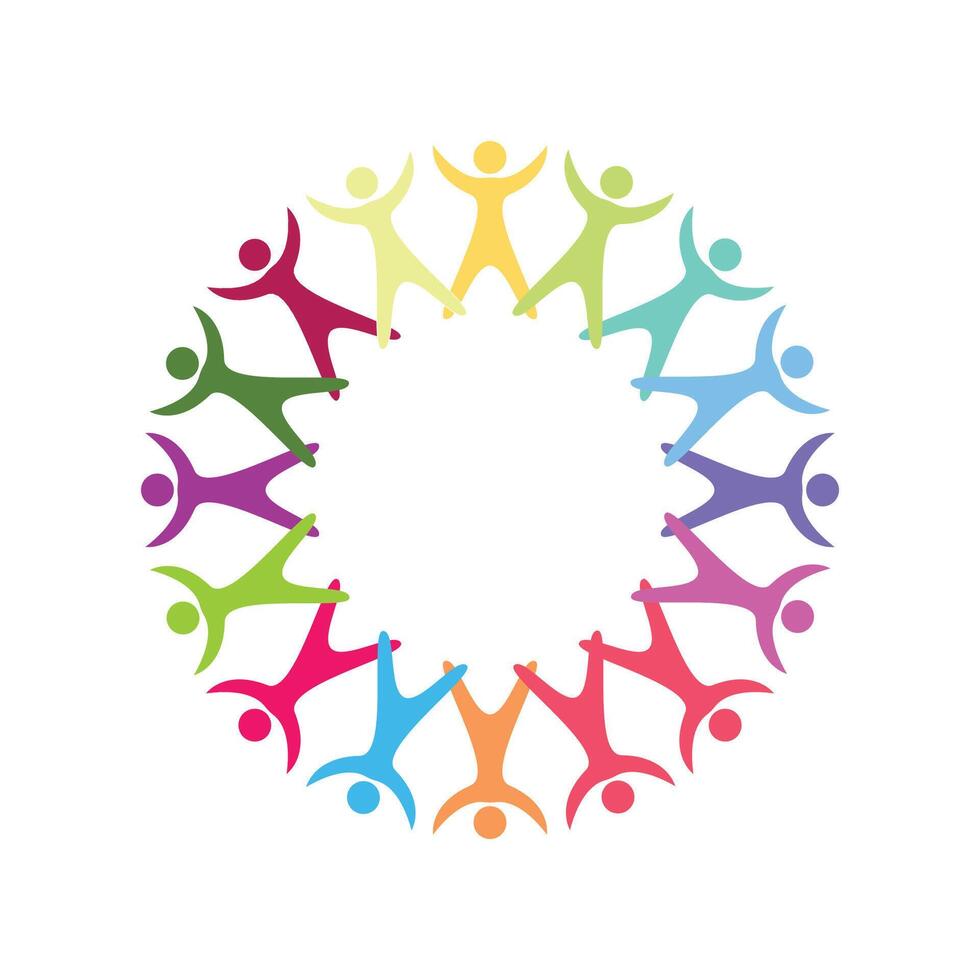 People holding hands in a circle logo vector