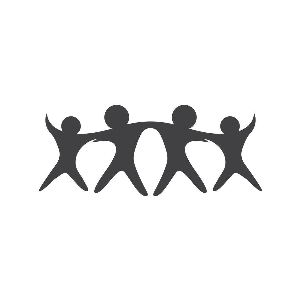 People holding hands icon, black and white vector