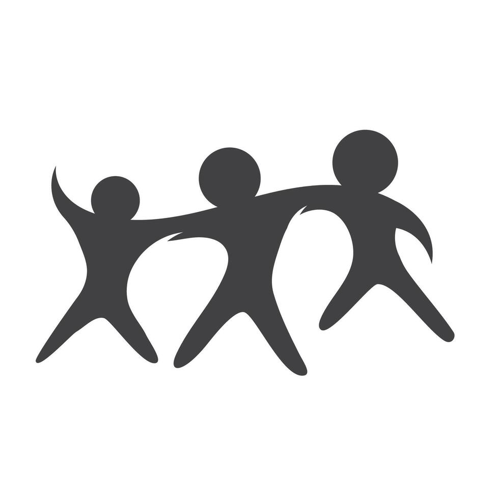 A group of people holding hands and standing on a white background vector