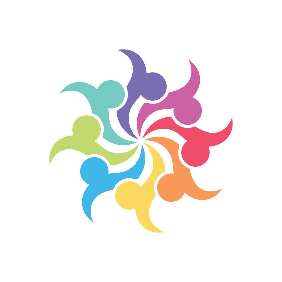 Colorful people in a circle logo design vector