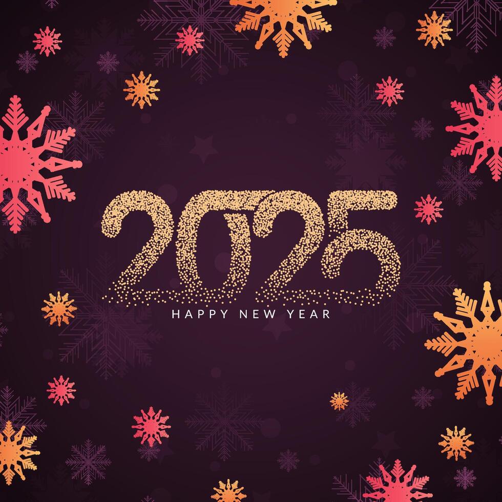Happy new year 2025 colorful snowflakes background vector