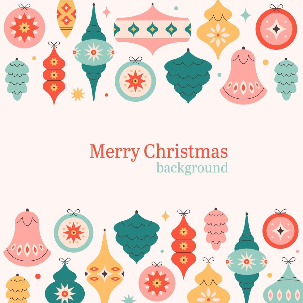 Merry Christmas background with Christmas tree toys. Holiday background for congratulations vector