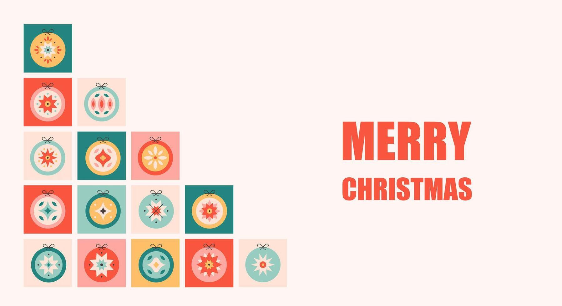 Merry Christmas background with Christmas tree toys. Colorful bright Christmas balls. Background for congratulations. vector