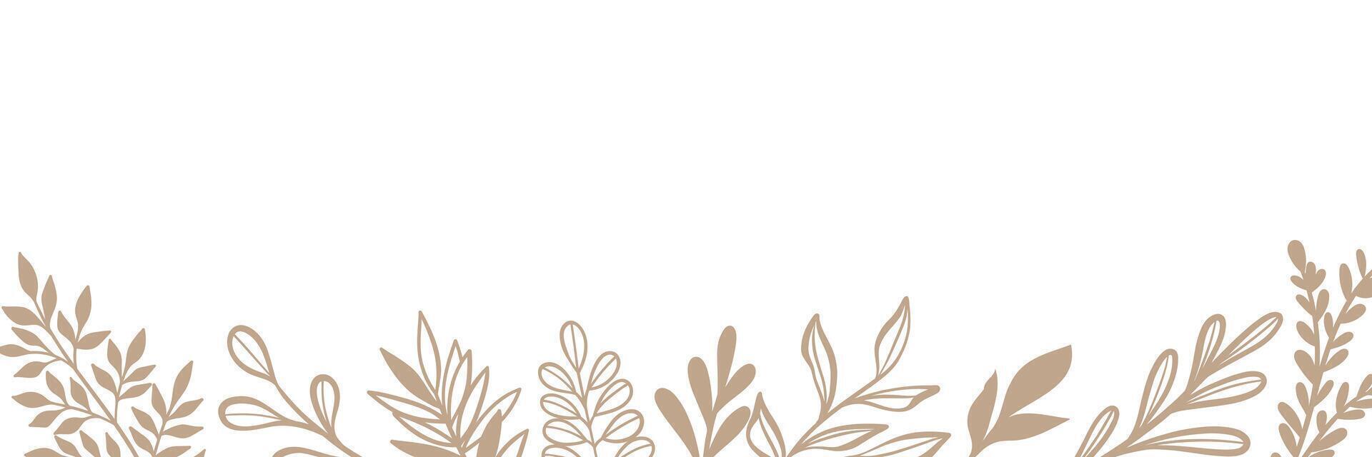 Autumn leaf background minimalist brown white banner design, footer frame cover design, concept illustration vector