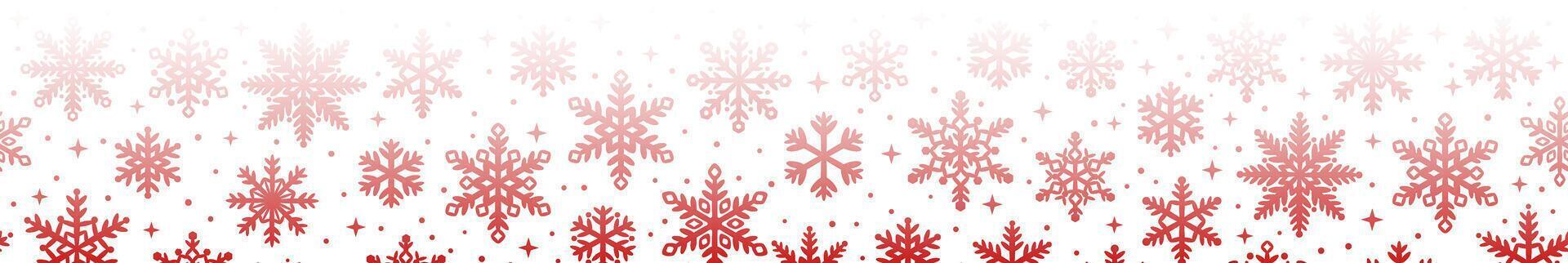 Winter holiday banner, Christmas border frame, snowflake footer, cover background red and white concept design vector