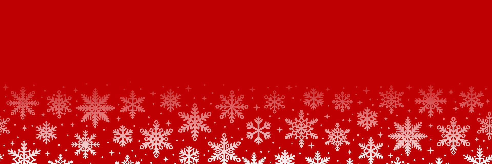 Christmas banner, winter holiday snowflake footer frame, red cover design vector