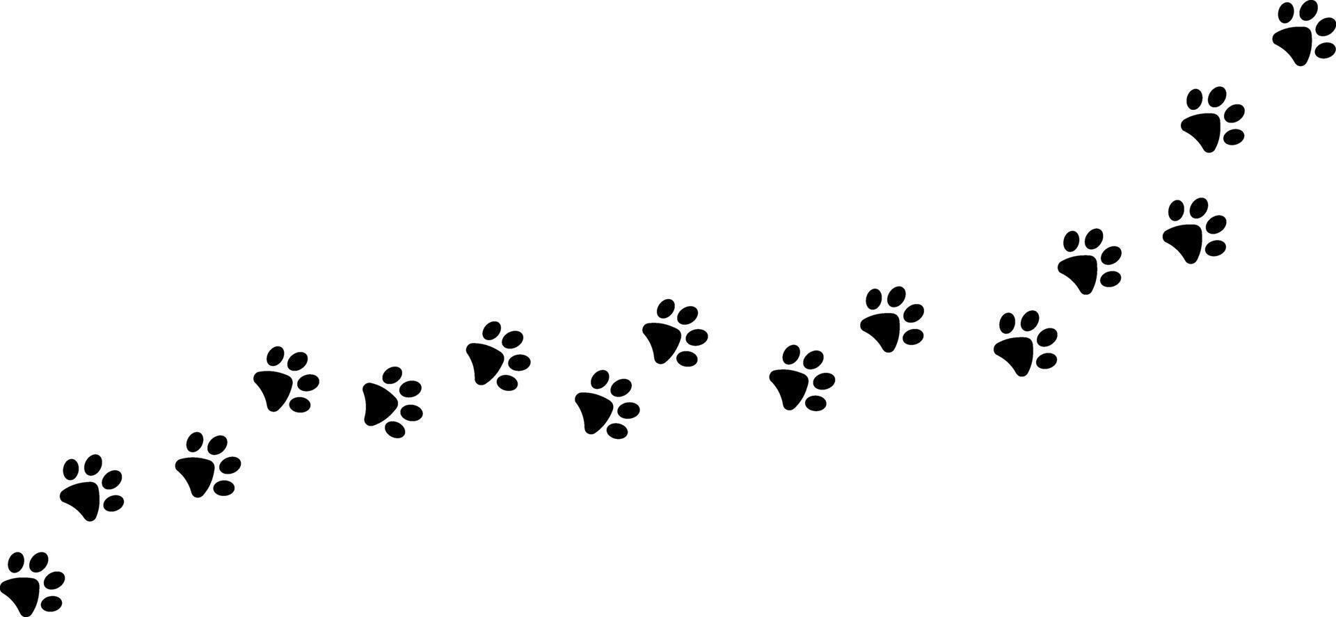 Paw trail, pet foot print silhouette track, isolated clip art element design vector