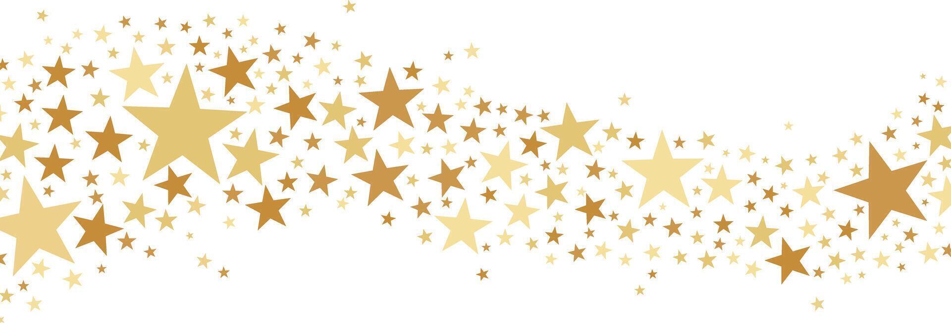Star wave festive banner design, isolated gold clip art element design vector
