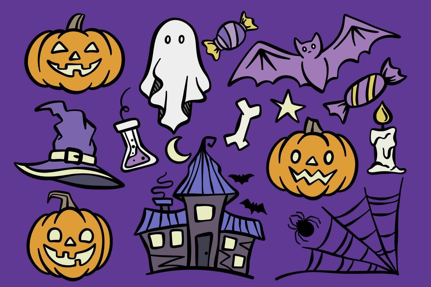 haloween doodle colorful vector
