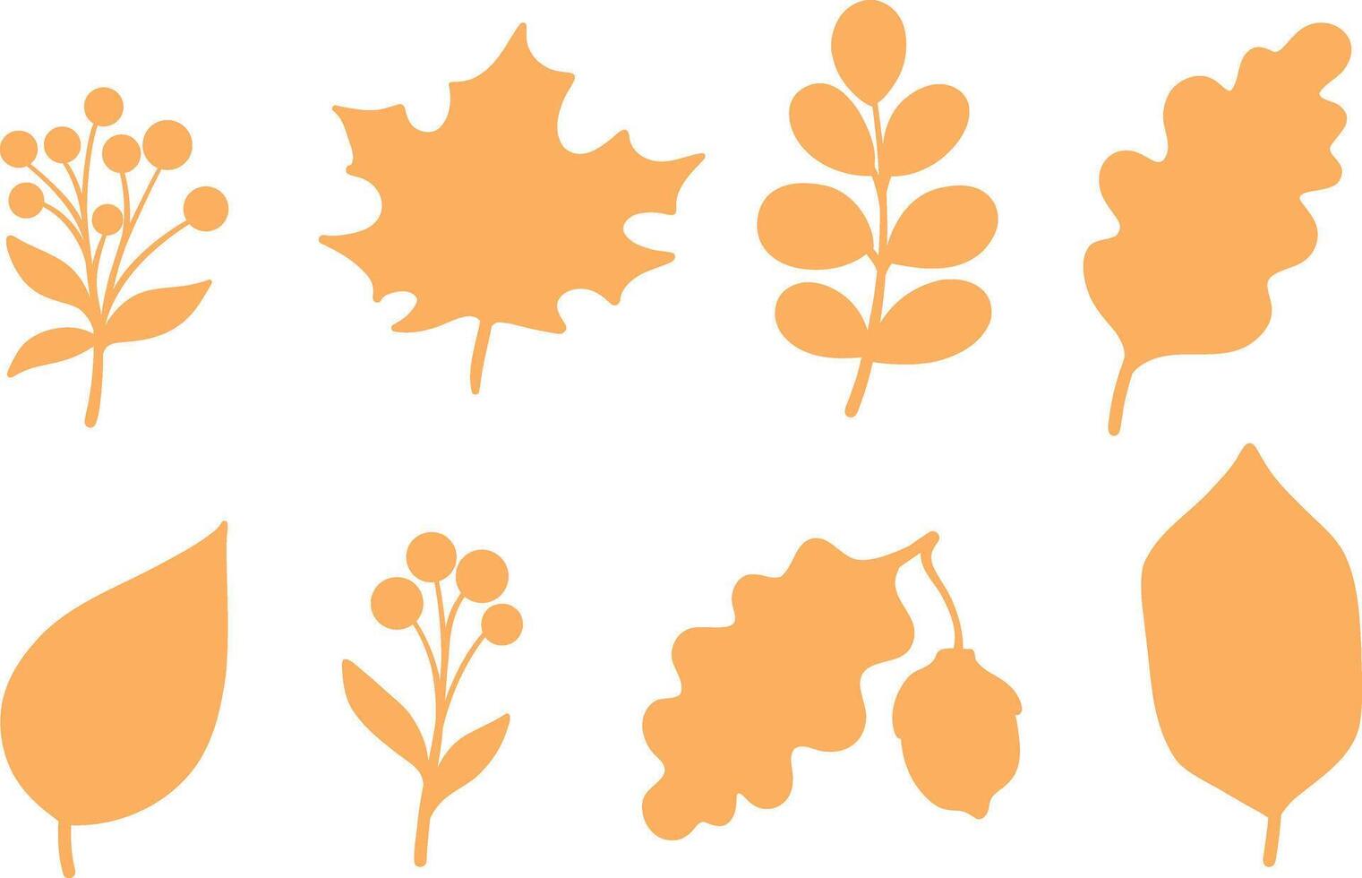 Autumn clip art set, leaf silhouettes vector