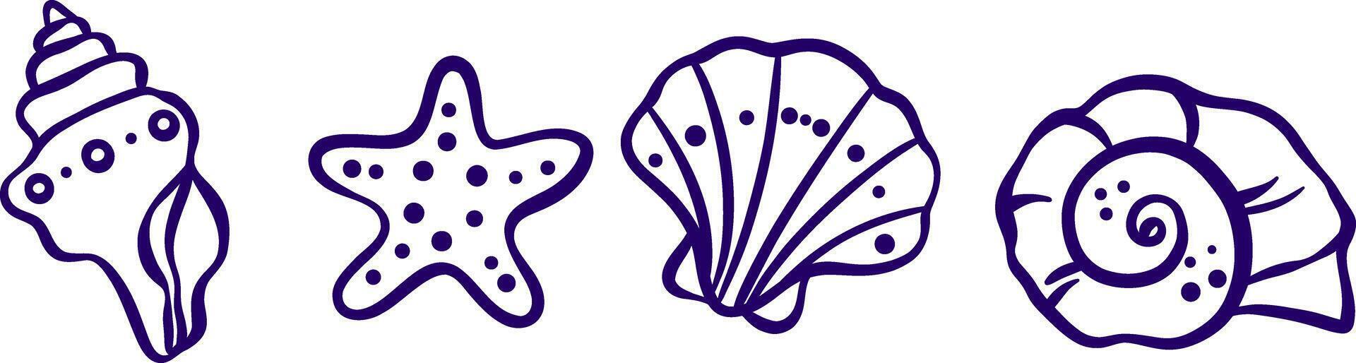shell doodle set vector