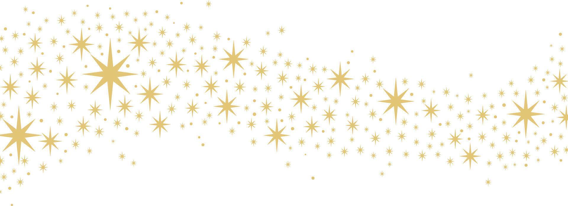 Gold sparkling star decorative wave, clip art element, isolated design vector